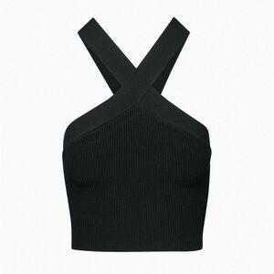 Aritzia Black Sculpt Knit Criss-Cross Crop Top